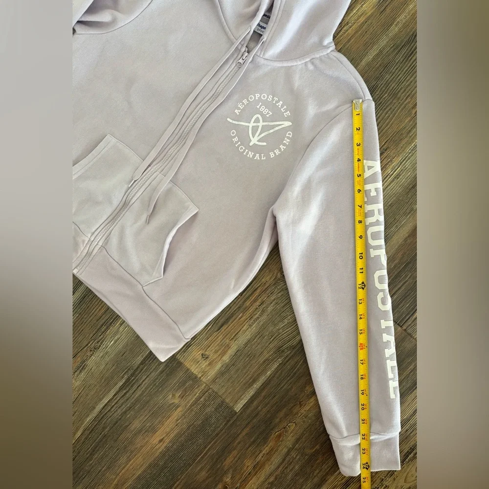 Aeropostale Sport Hoodie Womens Juniors XL Full Zip Lt Purple Hooded Sweatshirt - Picture 9 of 12
